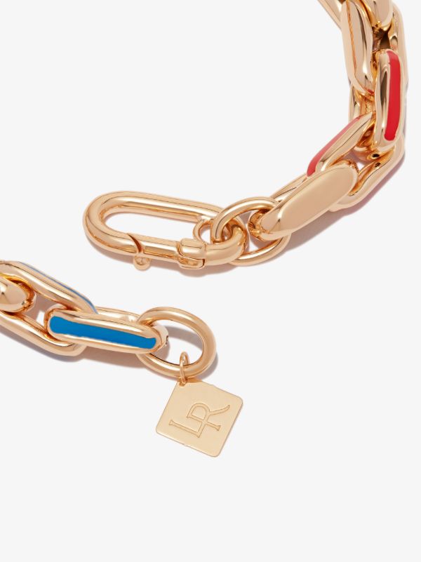 Lauren Rubinski 14K Yellow Gold Small Square Link Rainbow Enamel Bracelet | Browns Bracelets