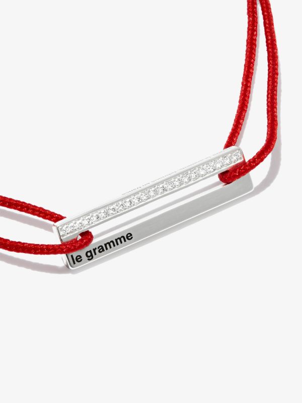 Le Gramme Sterling Silver 1.7g Crystal Embellished Cord Bracelet | Browns Bracelets