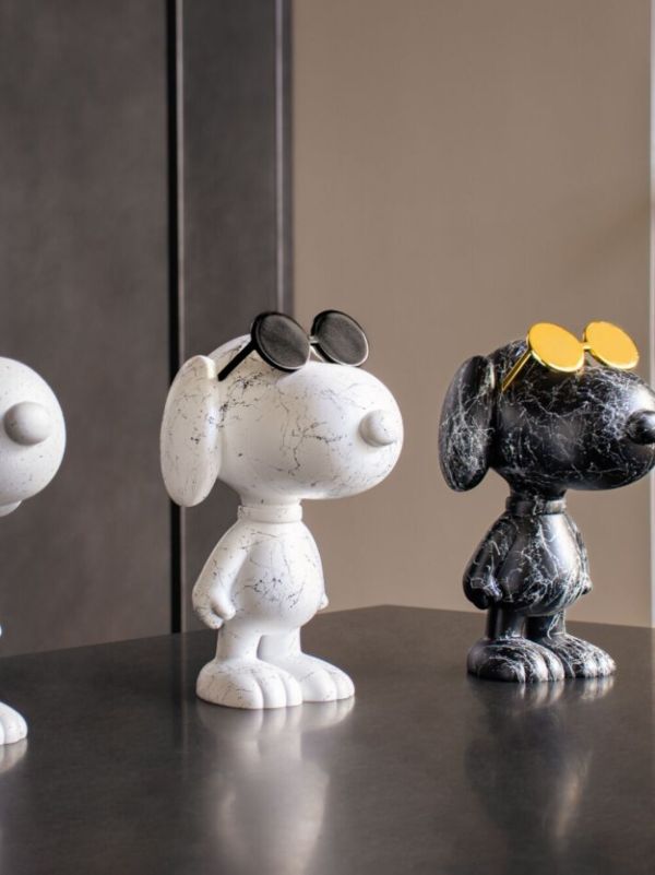 LEBLON DELIENNE Black Marble Print Snoopy Figurine | Browns Collectibles