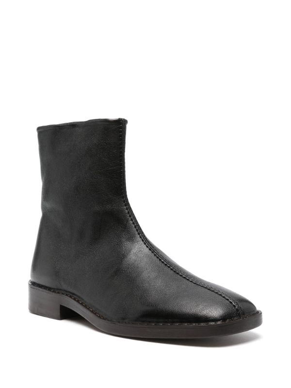 LEMAIRE Black Pipped Zip-Up Boots | Browns Boots