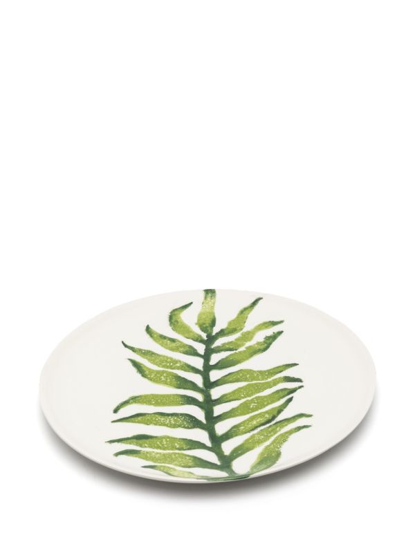 Les-Ottomans White Leaves Ceramic Plates Set | Browns Plates & Bowls