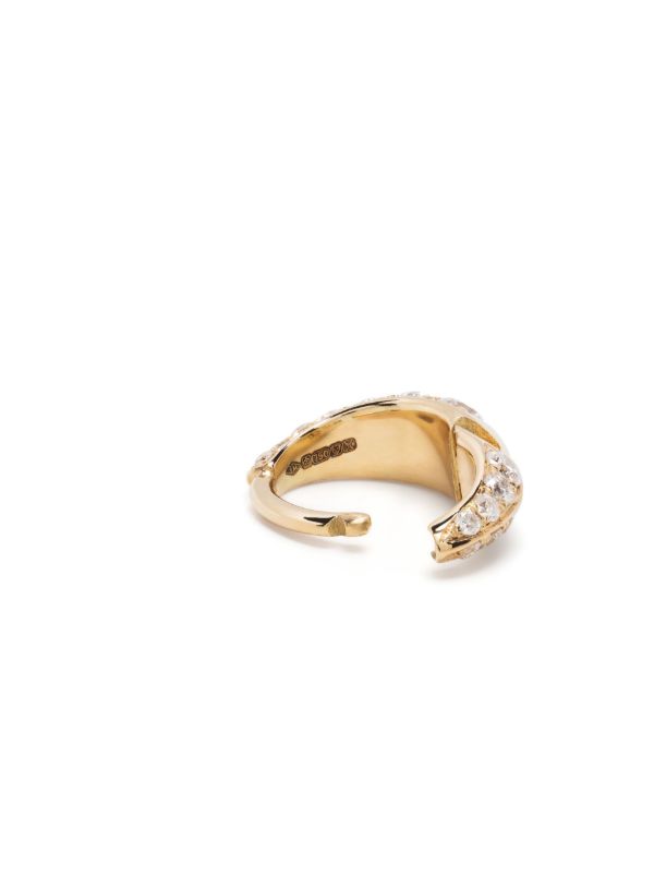 Lizzie Mandler Fine Jewelry 18K Yellow Gold Mini Crescent Diamond Single Hoop Earring | Browns Fine Earrings