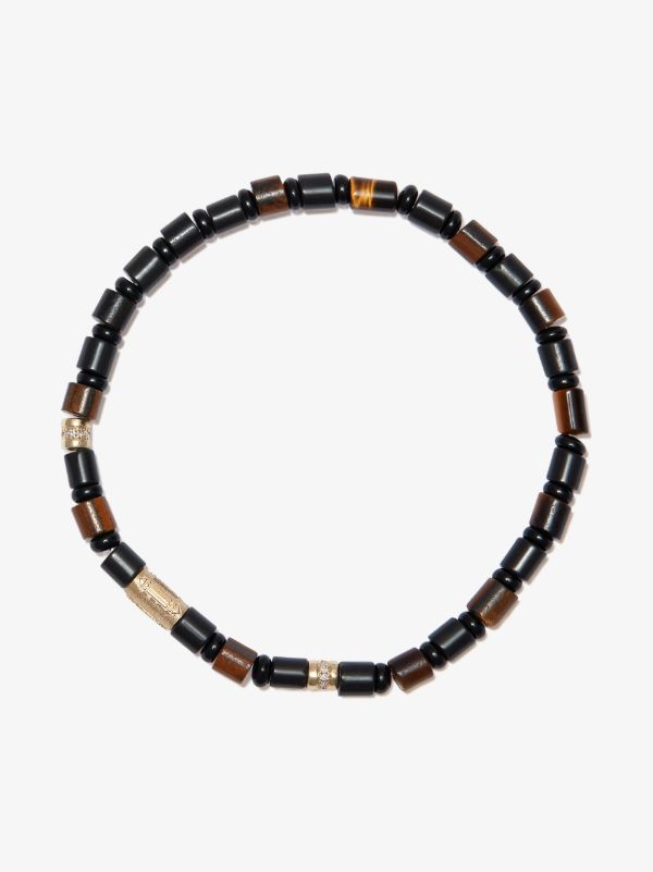LUIS MORAIS 14K yellow gold Atlantis Healing Cylinder beaded diamond bracelet | Browns Bracelets