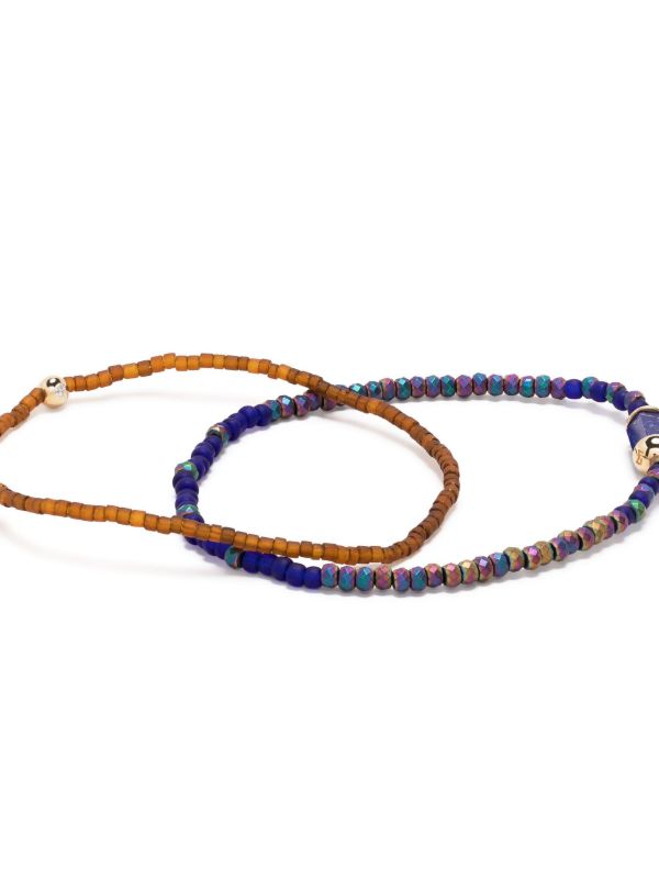 LUIS MORAIS 14K Yellow Gold Hexagon Lapis Beaded Bracelet | Browns Bracelets