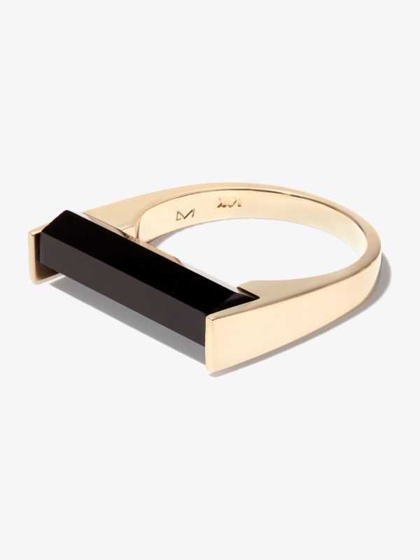 LUIS MORAIS 14K Yellow Gold Hexagon Onyx signet Ring | Browns Rings