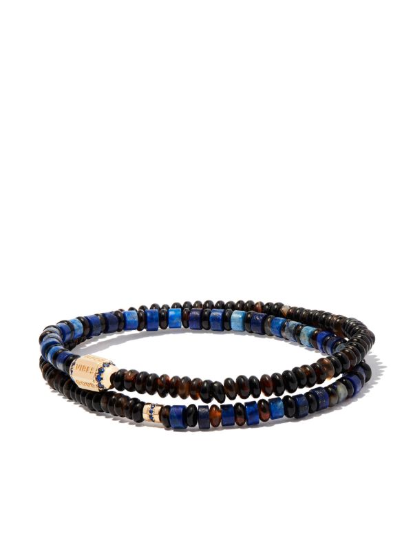 LUIS MORAIS 14K Yellow Gold Hexagon Slogan Sapphire Bolt Beaded Bracelet | Browns Bracelets
