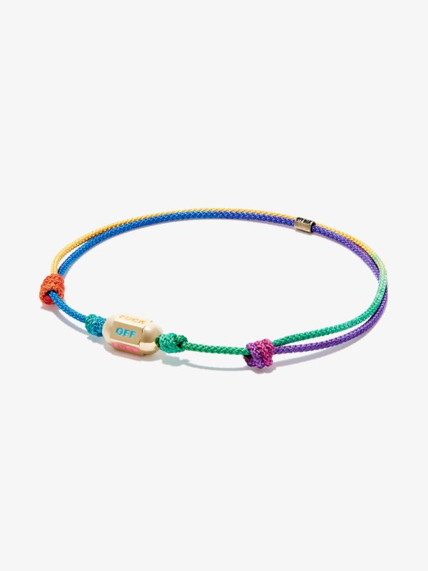 LUIS MORAIS 14k Yellow Gold Slogan Beaded Cord Bracelet | Browns Bracelets