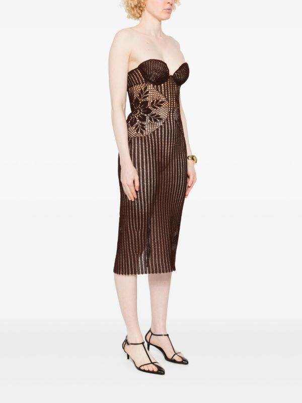 Magda Butrym Strapless Crochet Midi Dress | Browns Cocktail & Party Dresses