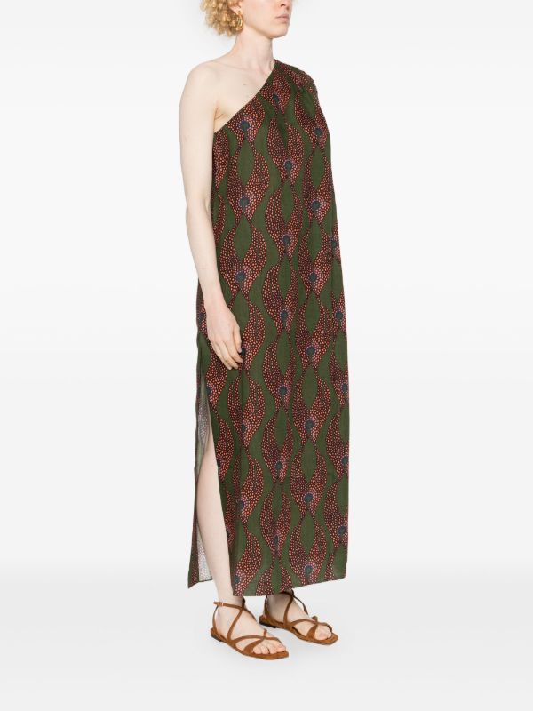 Maison La Plage Green Ravello One-Shoulder Dress | Browns Day Dresses
