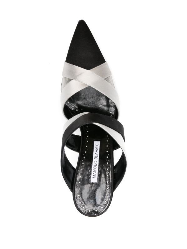 Manolo Blahnik Black 90mm Oyounak Mules | Browns Mules