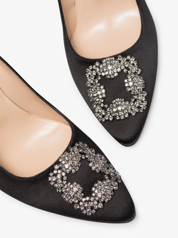 Manolo Blahnik Black Hangisi 105 Satin Pumps | Browns Pumps