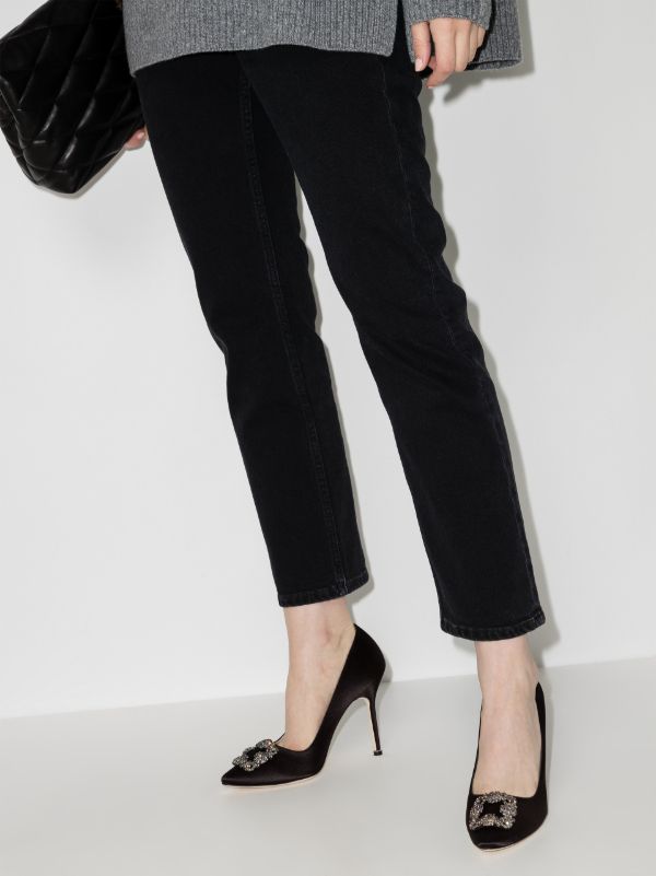 Manolo Blahnik Black Hangisi 105 Satin Pumps | Browns Pumps