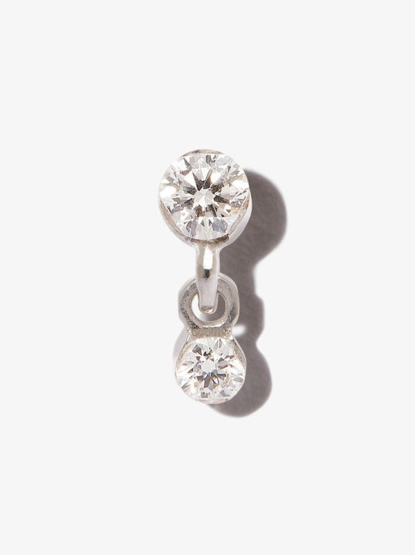 MARIA TASH 18K White Gold Invisible Set Dangle Diamond Earring | Browns Fine Earrings