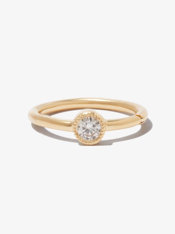 MARIA TASH 18K yellow gold Scalloped diamond hoop earring | Browns Fine Earrings