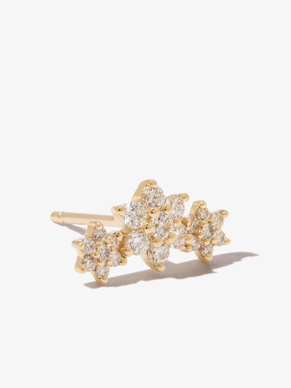 MARIA TASH 18K Yellow Gold Three Flower Garland Diamond Earring | Browns Fine Earrings