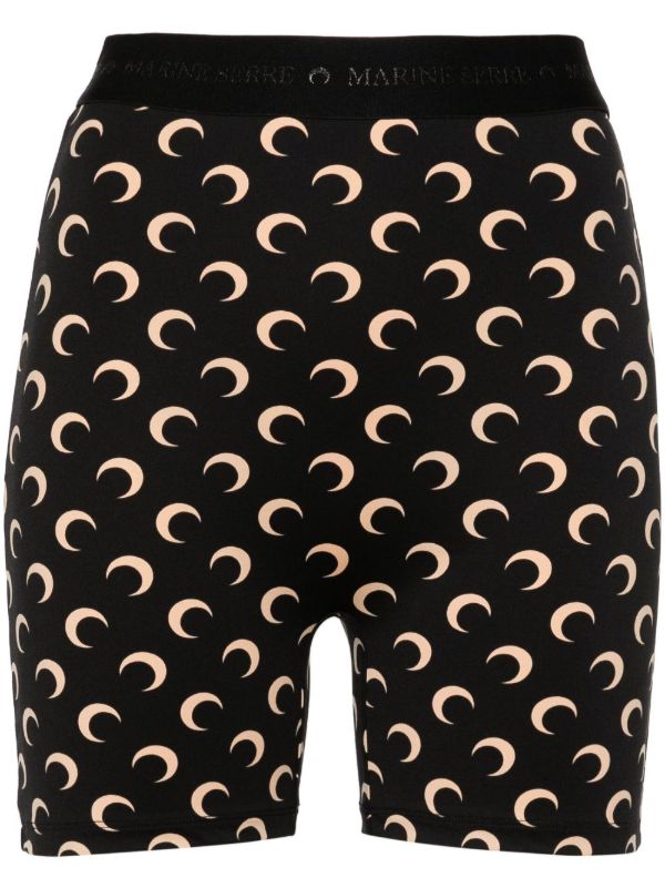 Marine Serre Black Crescent Moon Cycling Shorts | Browns Sport Shorts
