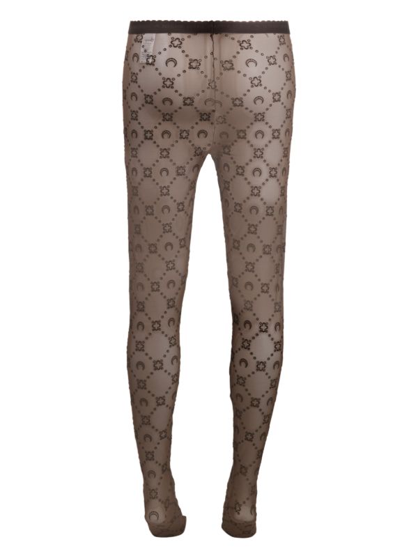 Marine Serre Brown Regenerated Moonogram Mesh Tights | Browns Pantyhose & Stockings