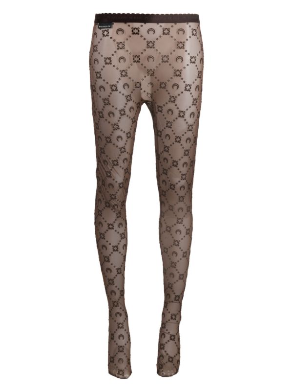 Marine Serre Brown Regenerated Moonogram Mesh Tights | Browns Pantyhose & Stockings