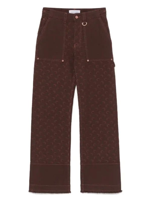 Marine Serre Moon-jacquard twill jeans | Browns Straight-Leg Jeans