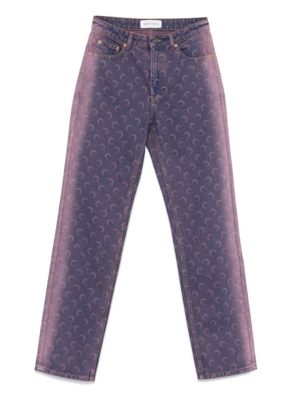 Marine Serre Moon Laser jeans | Browns Straight-Leg Jeans