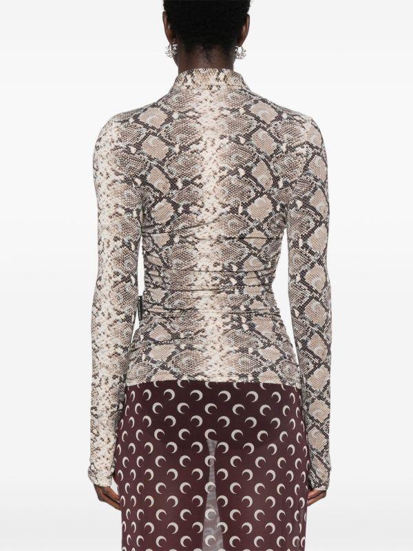 Marine Serre Snake-Print Ruched Blouse | Browns Blouses
