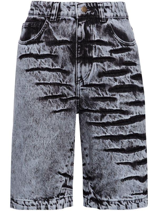 Masha Popova Blue Bleached-Effect Denim Shorts | Browns Denim Shorts
