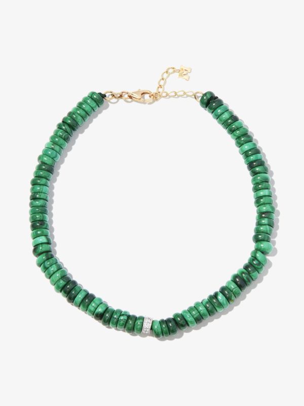 Mateo 14K yellow gold malachite diamond beaded bracelet | Browns Fine Bracelets