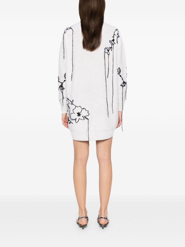 Max Mara White Floral-Embroidered Dress | Browns Sweater Dresses