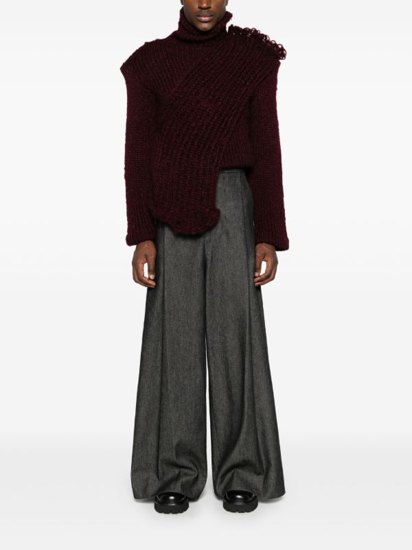 MLGA Red Chunky-Knit Asymmetric Sweater | Browns Knitted Sweaters