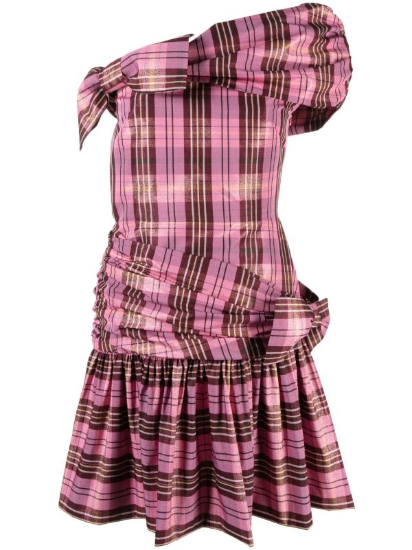 Molly Goddard Pink Dimitria Bow Detail Checked Dress | Browns Day Dresses