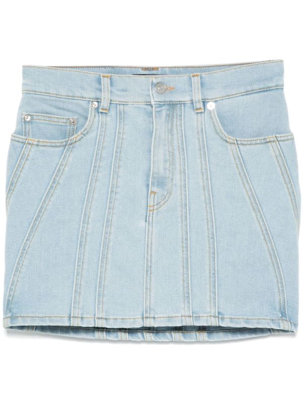 Mugler Blue Spiral-Detail Skirt | Browns Fitted Skirts