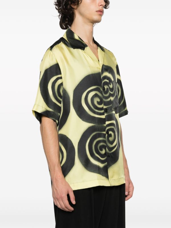 Nanushka Yellow Graphic-Print Silk Shirt | Browns Shirts