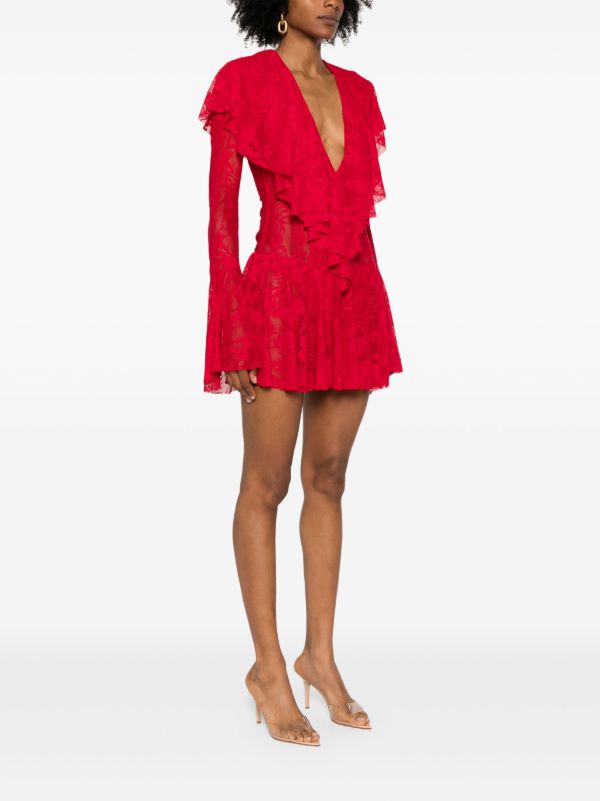 Norma Kamali V-neck Ruffled Mini Dress | Browns Cocktail & Party Dresses