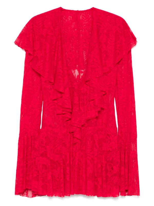 Norma Kamali V-neck ruffled mini dress | Browns Cocktail & Party Dresses