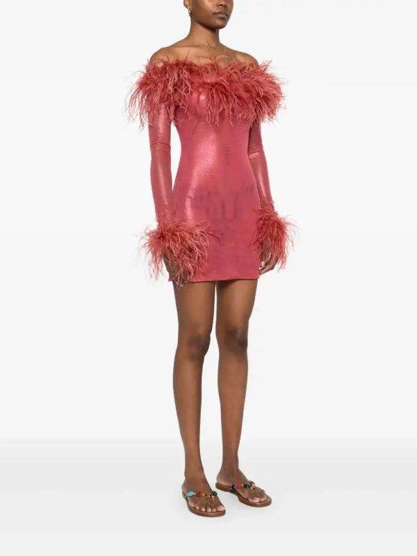 Oséree Feather-trim Mini Dress | Browns Cocktail & Party Dresses