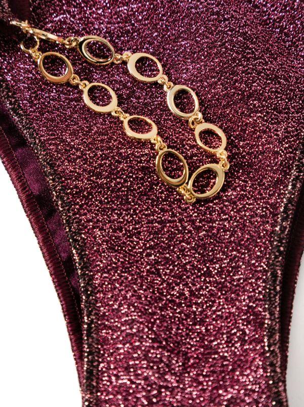 Oséree Red Chain-Detail Bandeau Bikini Set | Browns Bikinis