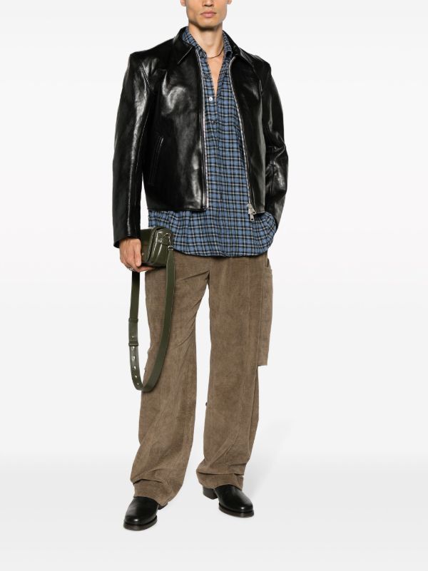 OUR LEGACY Black Mini Zip-Up Leather Jacket | Browns Leather Jackets