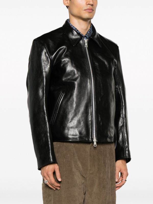 OUR LEGACY Black Mini Zip-Up Leather Jacket | Browns Leather Jackets
