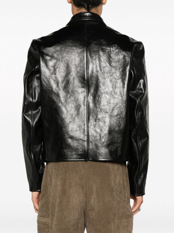 OUR LEGACY Black Mini Zip-Up Leather Jacket | Browns Leather Jackets