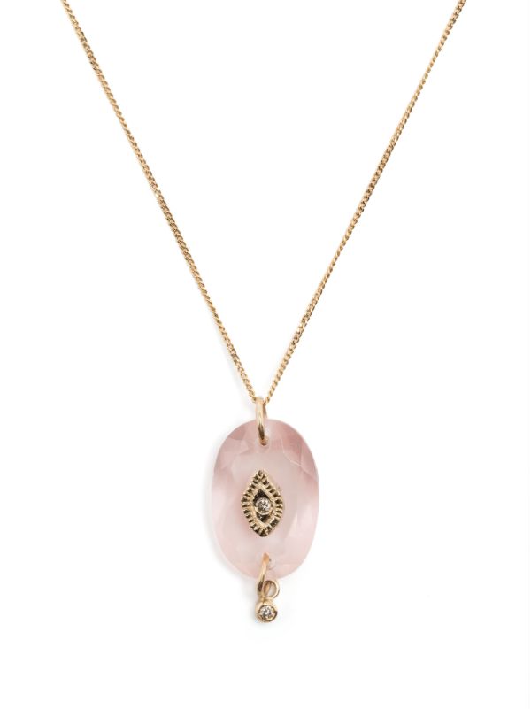Pascale Monvoisin 9K yellow gold Souad quartz and diamond necklace | Browns Fine Necklaces