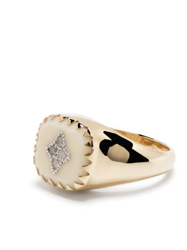 Pascale Monvoisin 9kt Yellow Gold Pierrot Bakelite Diamond Signet Ring | Browns Fine Rings