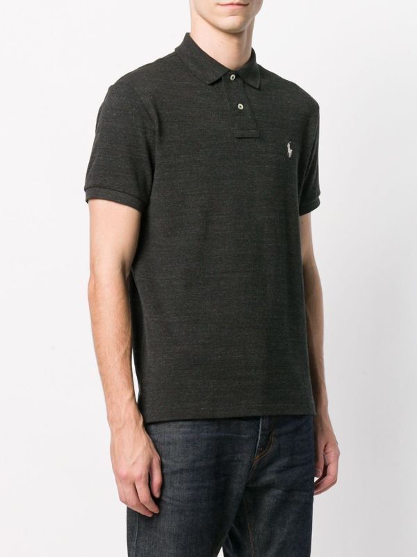 Polo Ralph Lauren Black Logo Embroidered Cotton Polo Shirt | Browns Polo Shirts