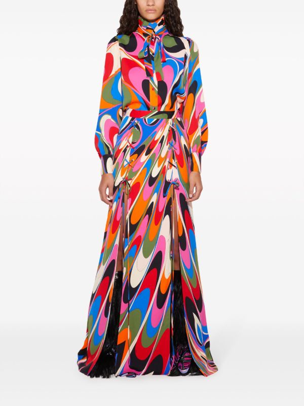 PUCCI Blue Onde-print Maxi Skirt | Browns A-Line Skirts