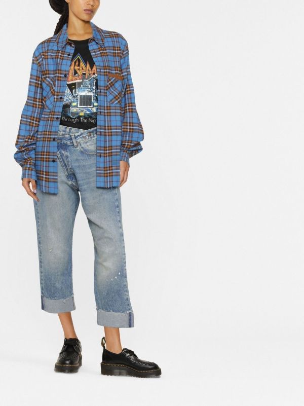 R13 Crossover Asymmetric High-rise Straight-leg Jeans | Browns Cropped Jeans