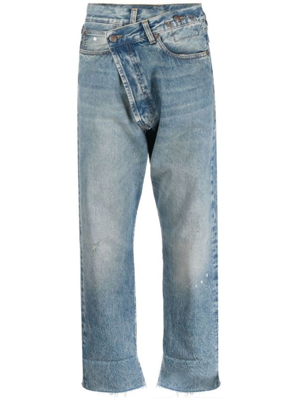 R13 Crossover asymmetric high-rise straight-leg jeans | Browns Cropped Jeans