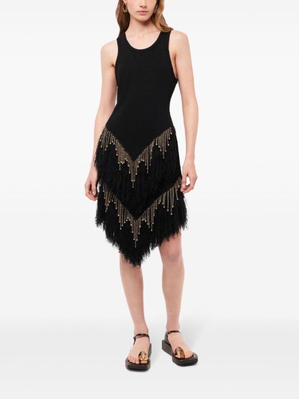 Rabanne Black Feather Trim Linen Skirt | Browns High-Waisted Skirts
