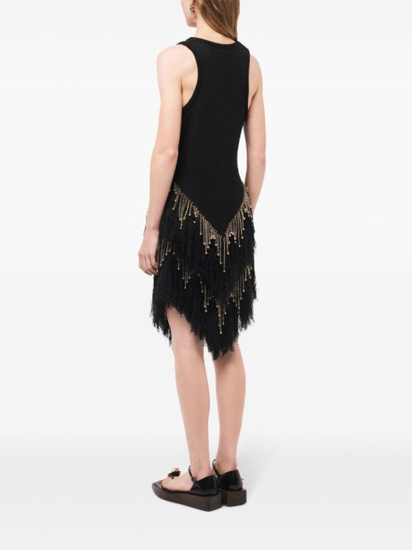 Rabanne Black Feather Trim Linen Skirt | Browns High-Waisted Skirts