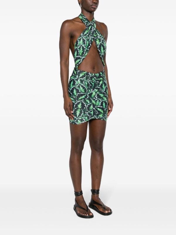 Reina Olga Green Stallion Halterneck Mini Dress | Browns Day Dresses