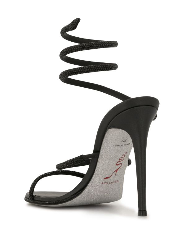 René Caovilla Black Cleo Crystal Embellished Sandals | Browns Sandals