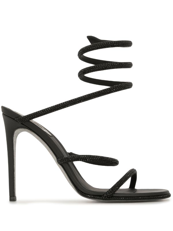 René Caovilla Black Cleo Crystal Embellished Sandals | Browns Sandals